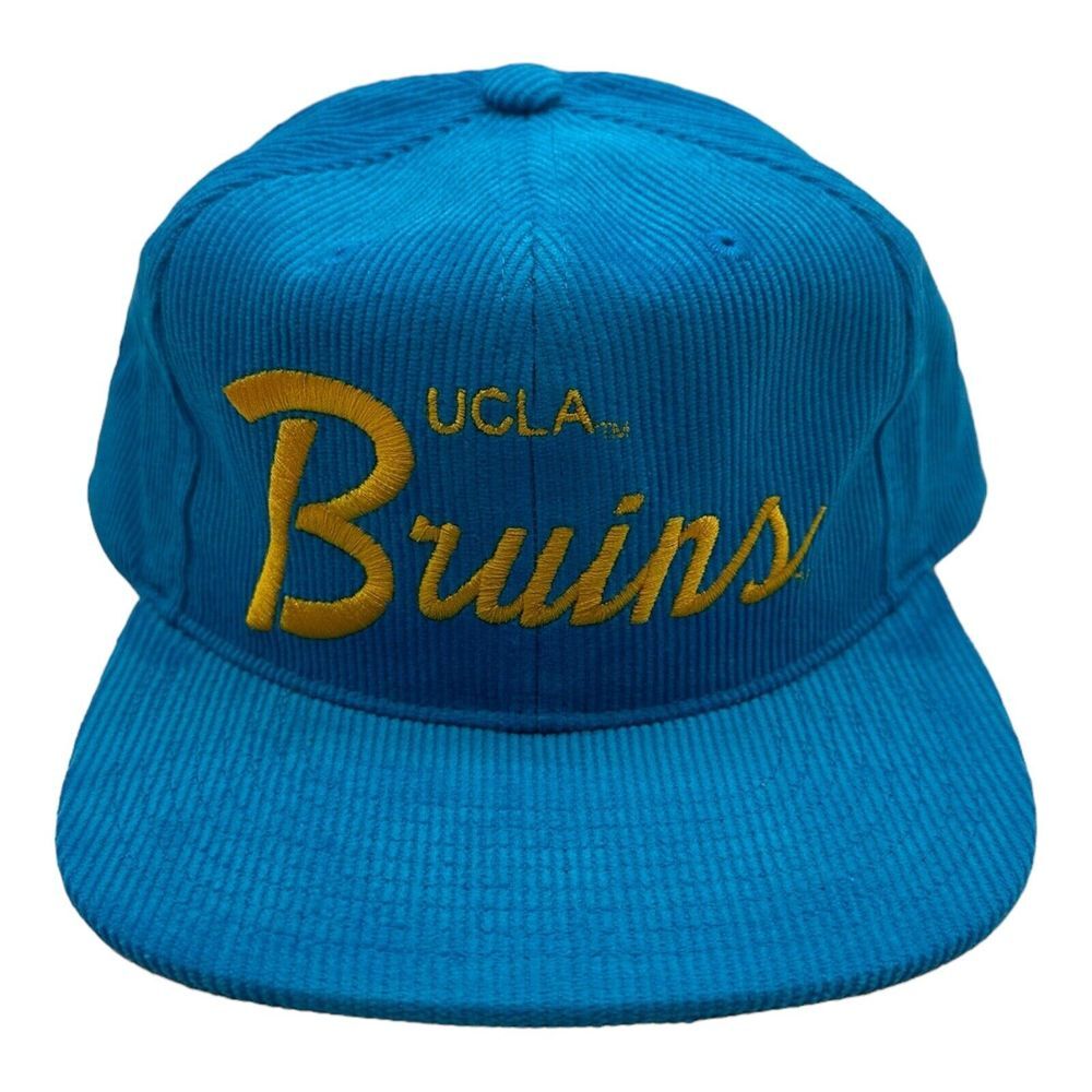 Mitchell & Ness UCLA Bruins Corduroy Script Snapback Hat Cap Blue Yellow NCAA